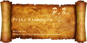 Pritz Klemencia névjegykártya
